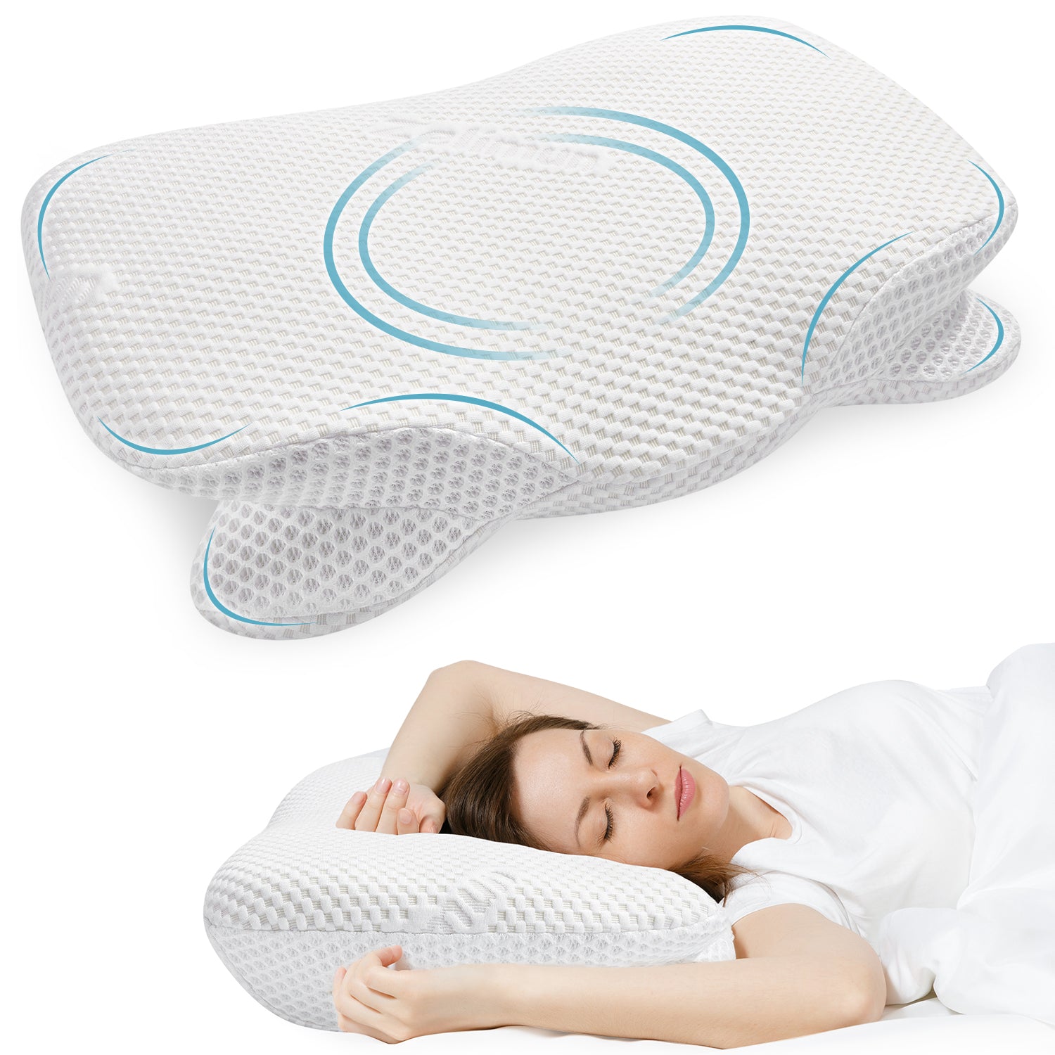 ZEO-SLEEP Neck Pillow, Sleeping Memory Foam Pillow